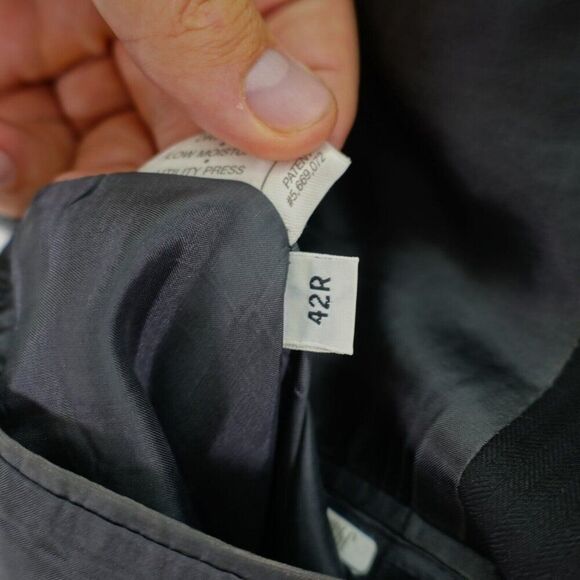 Hart Schaffner Marx Wool Blazer 42R Navy Blue Herringbone 2 Button‎ - Picture 9 of 12